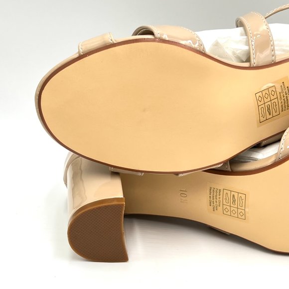 Benjamin Walk Touch Ups Womens Audrey Beige Tan Nude Patent Dress Sandals‎ Heels - Picture 10 of 14